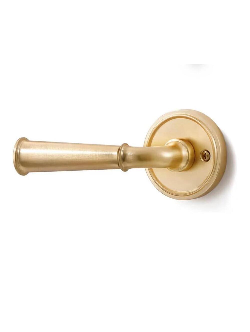 Gold Passage Door Handle Set - Brushed Aluminum Alloy Lever, 2 Pack